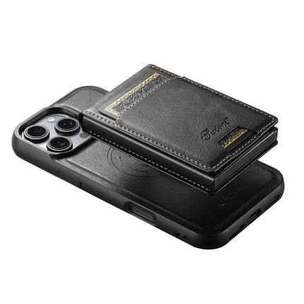 SUTENI H19 For iPhone 16 Pro Magnetic Case Waxy Texture Card Slots Leather Back Phone Cover