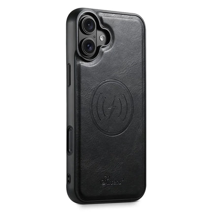 SUTENI H19 For iPhone 16 Plus Magnetic Case Waxy Texture Card Slots Leather Back Phone Cover