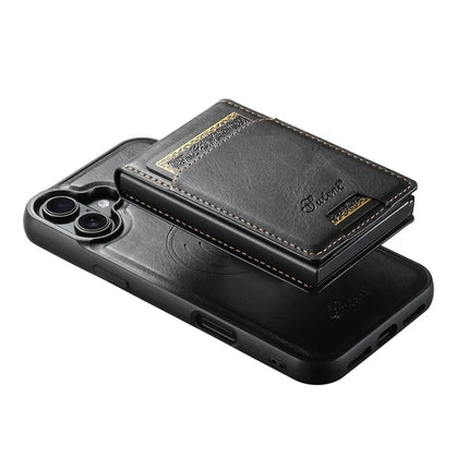 SUTENI H19 For iPhone 16 Plus Magnetic Case Waxy Texture Card Slots Leather Back Phone Cover