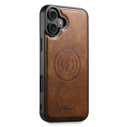 SUTENI H19 For iPhone 16 Plus Magnetic Case Waxy Texture Card Slots Leather Back Phone Cover