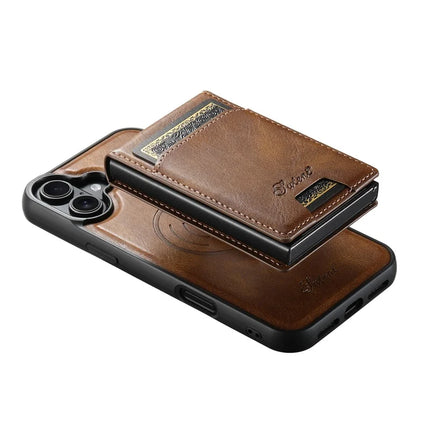 SUTENI H19 For iPhone 16 Plus Magnetic Case Waxy Texture Card Slots Leather Back Phone Cover