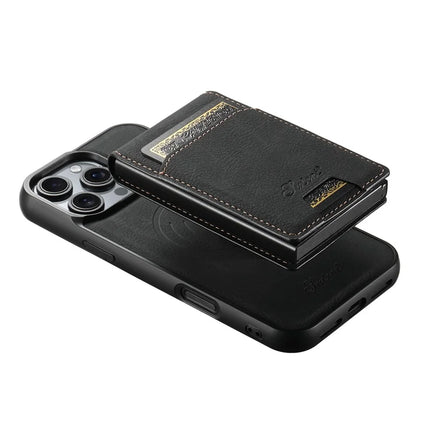 SUTENI H19 For iPhone 16 Pro Max Magnetic Case Card Holder Kickstand Litchi Texture Leather Back Cover