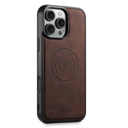 SUTENI H19 For iPhone 16 Pro Max Magnetic Case Card Holder Kickstand Litchi Texture Leather Back Cover