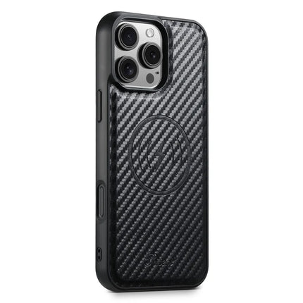 SUTENI H19 For iPhone 16 Pro Max Magnetic Case Carbon Fiber Texture Leather Back Cover with Card Bag