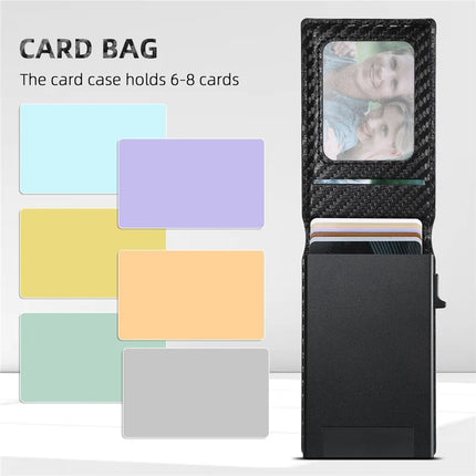 SUTENI H19 For iPhone 16 Pro Max Magnetic Case Carbon Fiber Texture Leather Back Cover with Card Bag