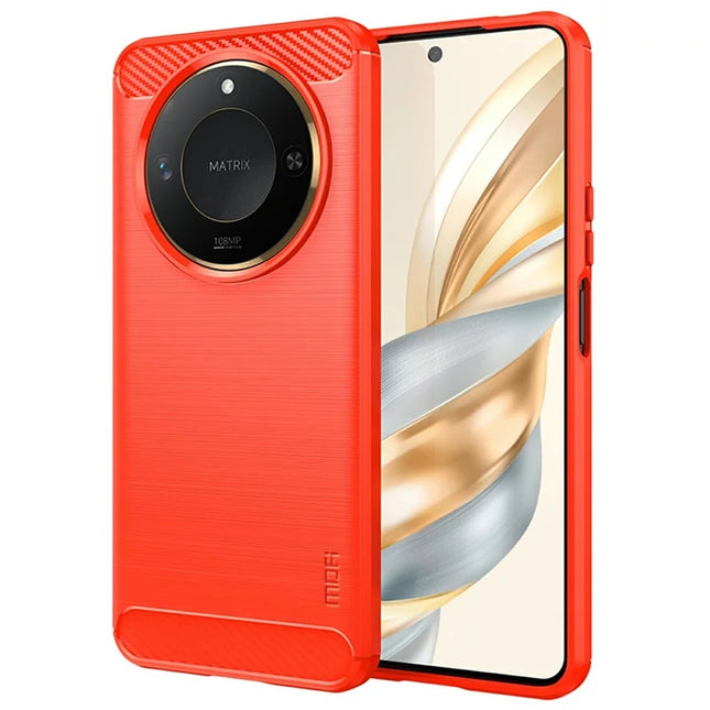 MOFI JK TPU Series-1 For Honor X60 5G Case Carbon Fiber Texture TPU Soft Phone Cover - Red