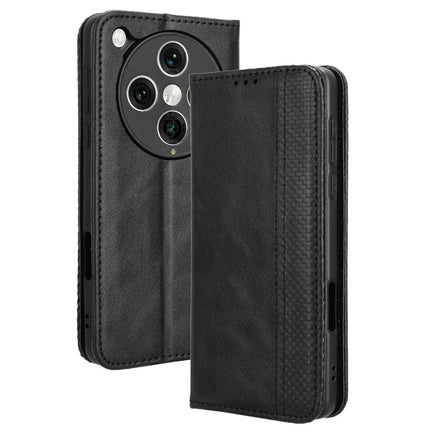 For Oppo Find X8 Pro 5G Leather Case Wallet Stand Retro Texture Phone Cover - Black