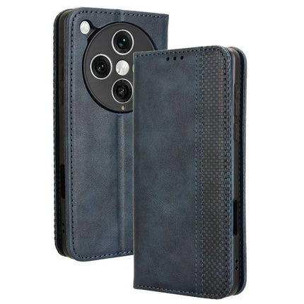 For Oppo Find X8 Pro 5G Leather Case Wallet Stand Retro Texture Phone Cover - Blue