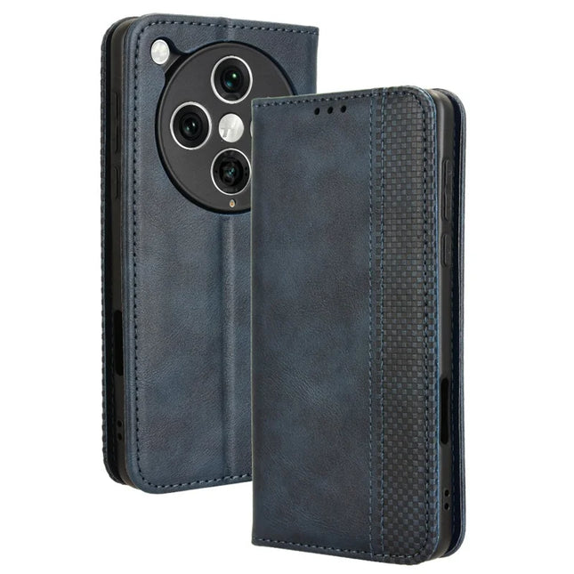 For Oppo Find X8 Pro 5G Leather Case Wallet Stand Retro Texture Phone Cover - Blue