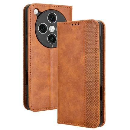 For Oppo Find X8 Pro 5G Leather Case Wallet Stand Retro Texture Phone Cover - Brown