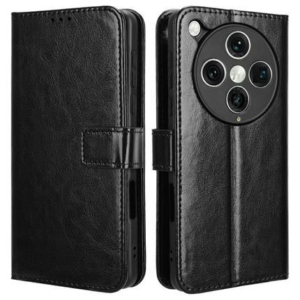 For Oppo Find X8 Pro 5G Case Crazy Horse Texture PU Leather Phone Wallet Cover - Black