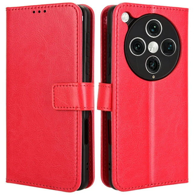 For Oppo Find X8 Pro 5G Case Crazy Horse Texture PU Leather Phone Wallet Cover - Red
