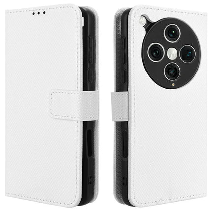 For Oppo Find X8 Pro 5G Case PU Leather Diamond Texture Wallet Phone Cover - White