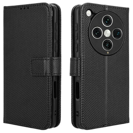 For Oppo Find X8 Pro 5G Case PU Leather Diamond Texture Wallet Phone Cover - Black