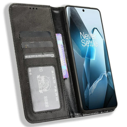 For OnePlus 13 Leather Case Wallet Stand Retro Texture Phone Cover