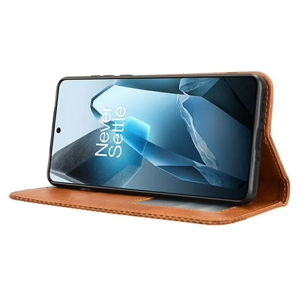 For OnePlus 13 Leather Case Wallet Stand Retro Texture Phone Cover