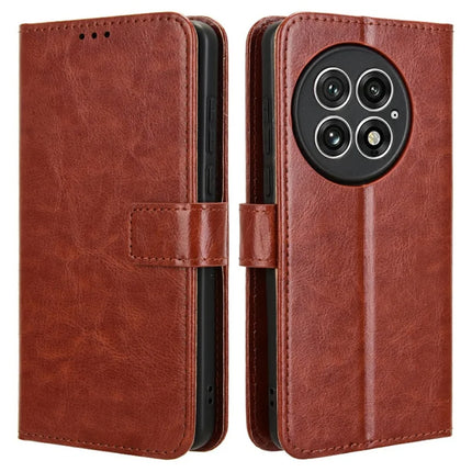 For OnePlus 13 Case Crazy Horse Texture PU Leather Phone Wallet Cover - Brown