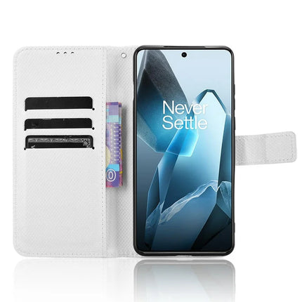 For OnePlus 13 Case PU Leather Diamond Texture Wallet Phone Cover