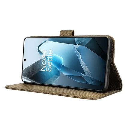For OnePlus 13 Case PU Leather Diamond Texture Wallet Phone Cover