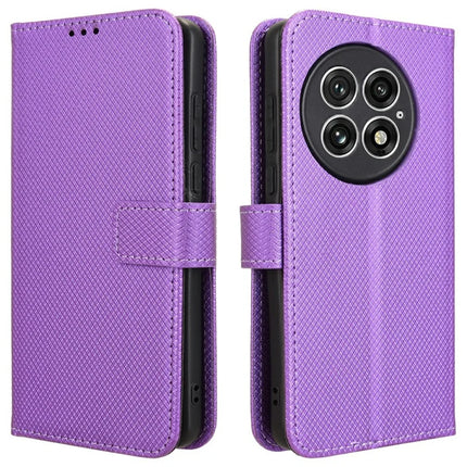For OnePlus 13 Case PU Leather Diamond Texture Wallet Phone Cover - Purple
