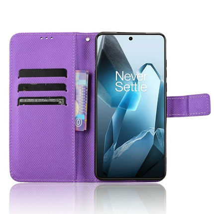 For OnePlus 13 Case PU Leather Diamond Texture Wallet Phone Cover