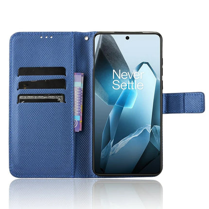 For OnePlus 13 Case PU Leather Diamond Texture Wallet Phone Cover