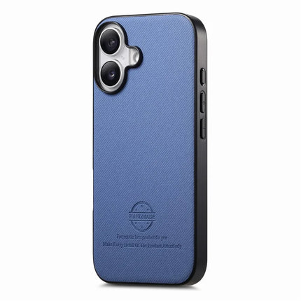 For iPhone 16 Case Cloth Texture Leather+PC+TPU Anti-Drop Phone Cover