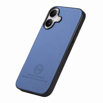 For iPhone 16 Case Cloth Texture Leather+PC+TPU Anti-Drop Phone Cover