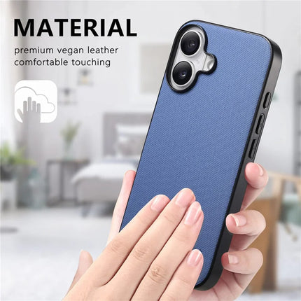 For iPhone 16 Case Cloth Texture Leather+PC+TPU Anti-Drop Phone Cover