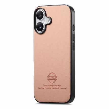 For iPhone 16 Case Cloth Texture Leather+PC+TPU Anti-Drop Phone Cover