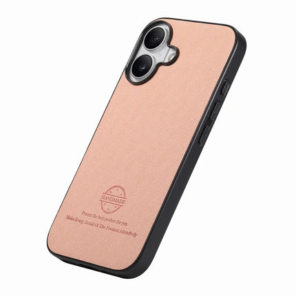 For iPhone 16 Case Cloth Texture Leather+PC+TPU Anti-Drop Phone Cover