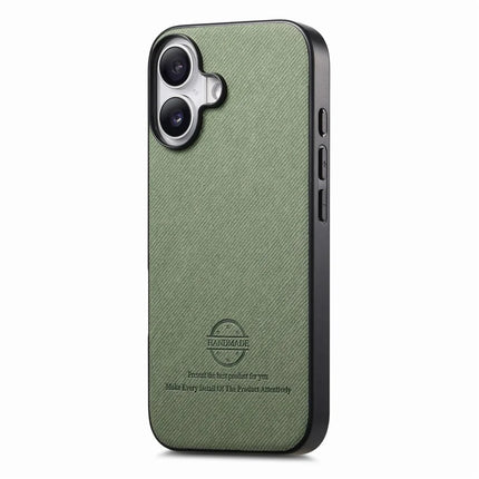 For iPhone 16 Case Cloth Texture Leather+PC+TPU Anti-Drop Phone Cover