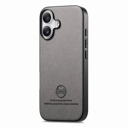 For iPhone 16 Case Cloth Texture Leather+PC+TPU Anti-Drop Phone Cover