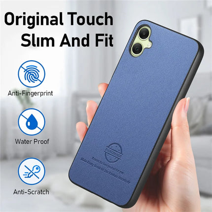 For Samsung Galaxy A05 4G Case Cloth Texture Leather+PC+TPU Anti-Drop Phone Cover