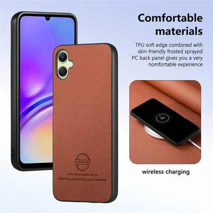 For Samsung Galaxy A05 4G Case Cloth Texture Leather+PC+TPU Anti-Drop Phone Cover