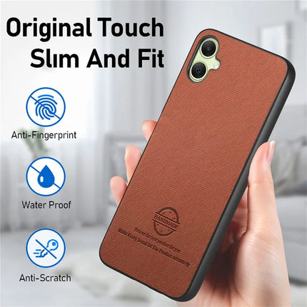 For Samsung Galaxy A05 4G Case Cloth Texture Leather+PC+TPU Anti-Drop Phone Cover