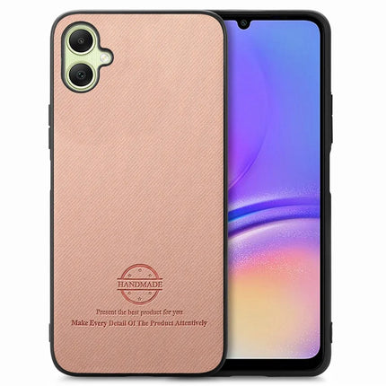 For Samsung Galaxy A05 4G Case Cloth Texture Leather+PC+TPU Anti-Drop Phone Cover - Pink