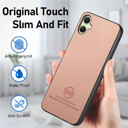 For Samsung Galaxy A05 4G Case Cloth Texture Leather+PC+TPU Anti-Drop Phone Cover