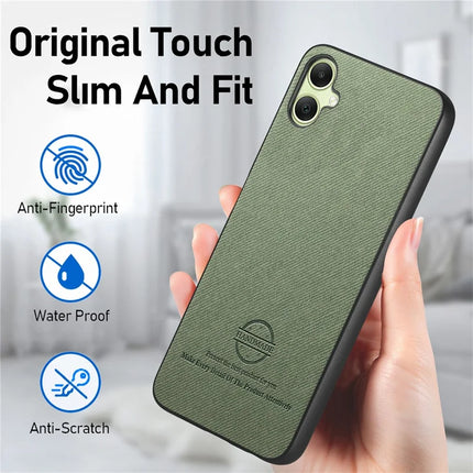 For Samsung Galaxy A05 4G Case Cloth Texture Leather+PC+TPU Anti-Drop Phone Cover