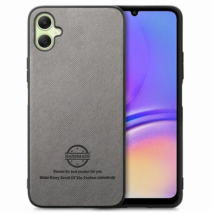 For Samsung Galaxy A05 4G Case Cloth Texture Leather+PC+TPU Anti-Drop Phone Cover - Grey