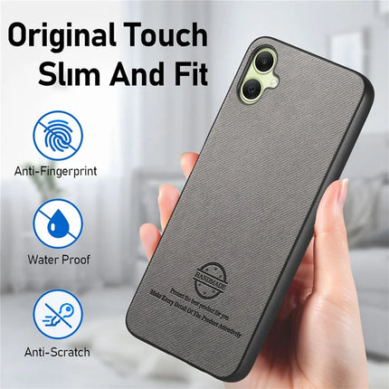 For Samsung Galaxy A05 4G Case Cloth Texture Leather+PC+TPU Anti-Drop Phone Cover