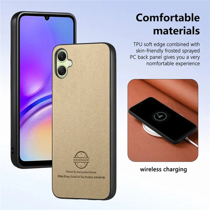 For Samsung Galaxy A05 4G Case Cloth Texture Leather+PC+TPU Anti-Drop Phone Cover