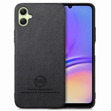 For Samsung Galaxy A05 4G Case Cloth Texture Leather+PC+TPU Anti-Drop Phone Cover - Black
