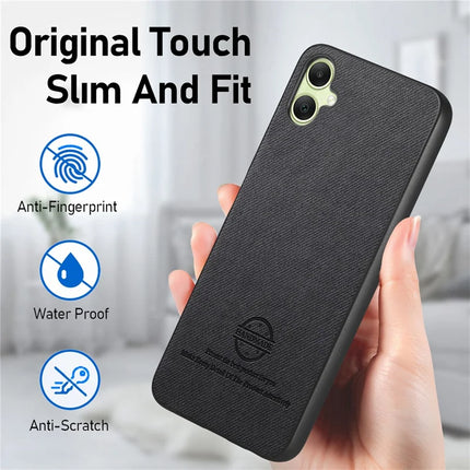 For Samsung Galaxy A05 4G Case Cloth Texture Leather+PC+TPU Anti-Drop Phone Cover