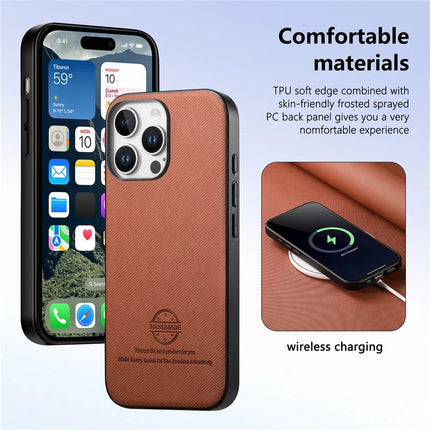For iPhone 16 Pro Case Cloth Texture Leather+PC+TPU Anti-Drop Phone Cover