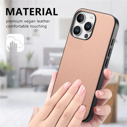 For iPhone 16 Pro Case Cloth Texture Leather+PC+TPU Anti-Drop Phone Cover