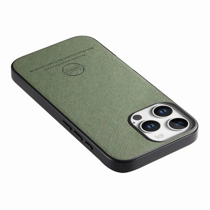 For iPhone 16 Pro Case Cloth Texture Leather+PC+TPU Anti-Drop Phone Cover