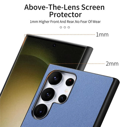 For Samsung Galaxy S23 Ultra Case Cloth Texture Leather+PC+TPU Anti-Drop Phone Cover