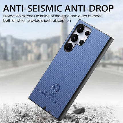 For Samsung Galaxy S23 Ultra Case Cloth Texture Leather+PC+TPU Anti-Drop Phone Cover