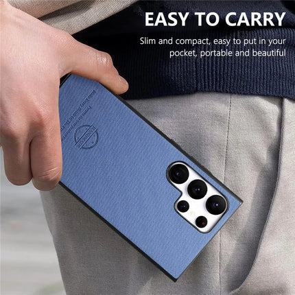 For Samsung Galaxy S23 Ultra Case Cloth Texture Leather+PC+TPU Anti-Drop Phone Cover
